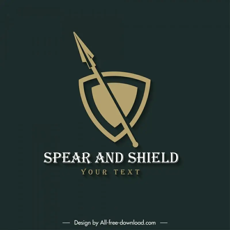 spear and shield logo template flat retro sketch