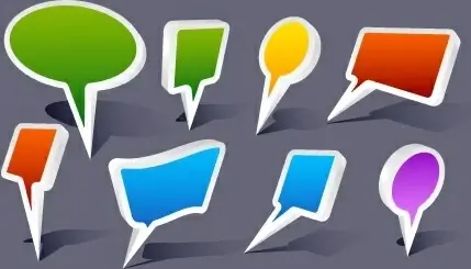 speech bubbles icons 3d style various colorful shapes