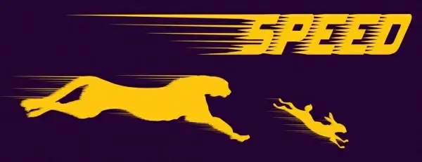 speed background panther chasing rabbit icons yellow silhouettes