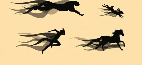 speed design elements human panther horse rabbit icons