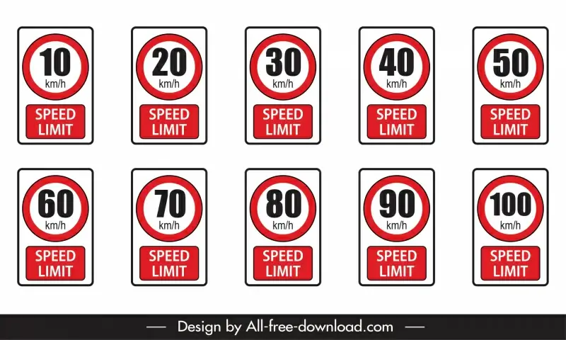 speed limit sign board templates flat geometric shapes outline 
