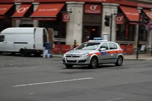 speeding police car
