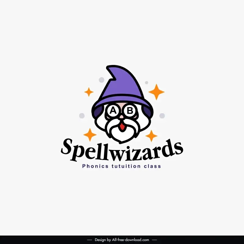 spellwizards logo template funny man face