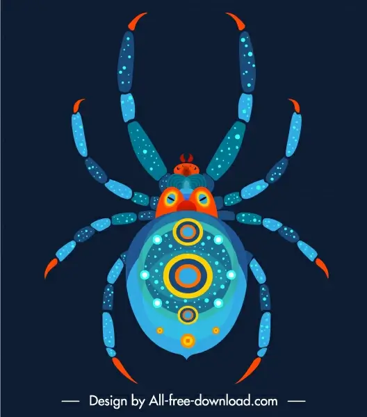spider icon modern colorful decor symmetric flat design