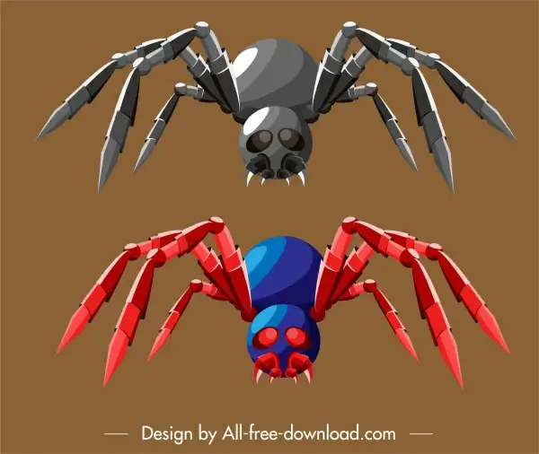 spider robot icon colored 3d sketch