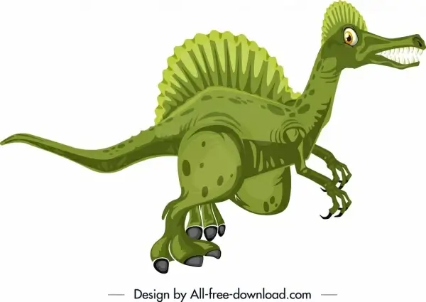 spinosaurus dinosaur icon green design cartoon character