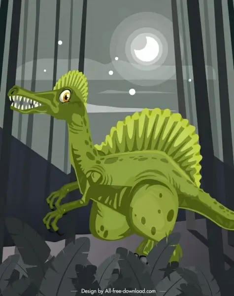spinosaurus dinosaur painting colored cartoon design
