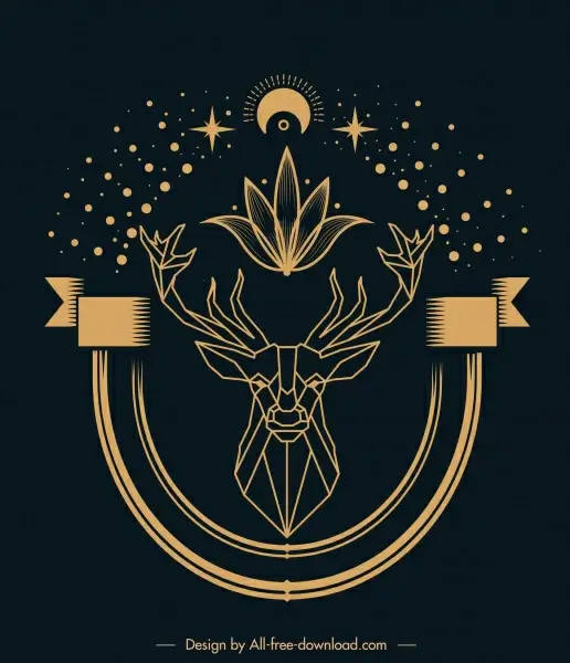 spirit tattoo template symmetrical reindeer universe elements sketch