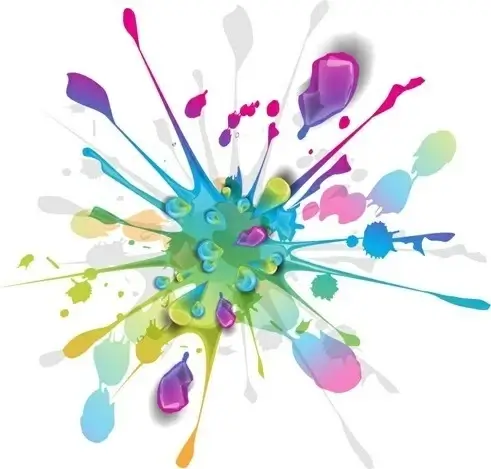 Splashes of Colorful Ink Vector Art