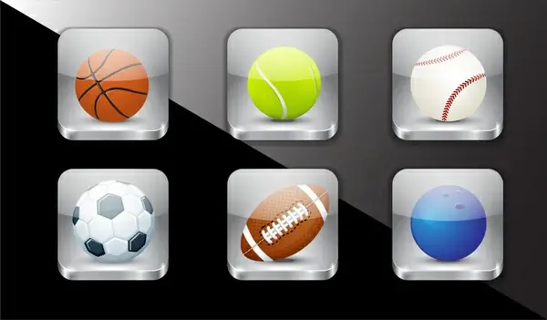 sport ball icons set
