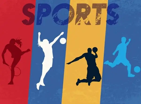 sports background athlete icons silhouette retro design