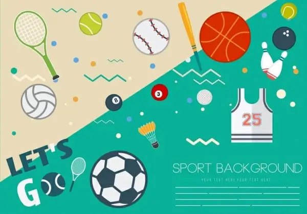 sports background ball games icons decor