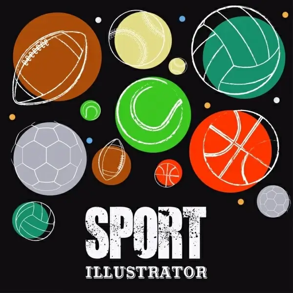 sports background balls icons sketch