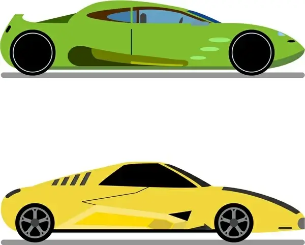 sports cars collection in green and yellow