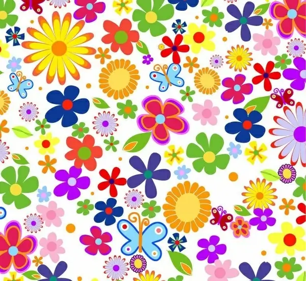 Spring Flowers Background Vector Graphic