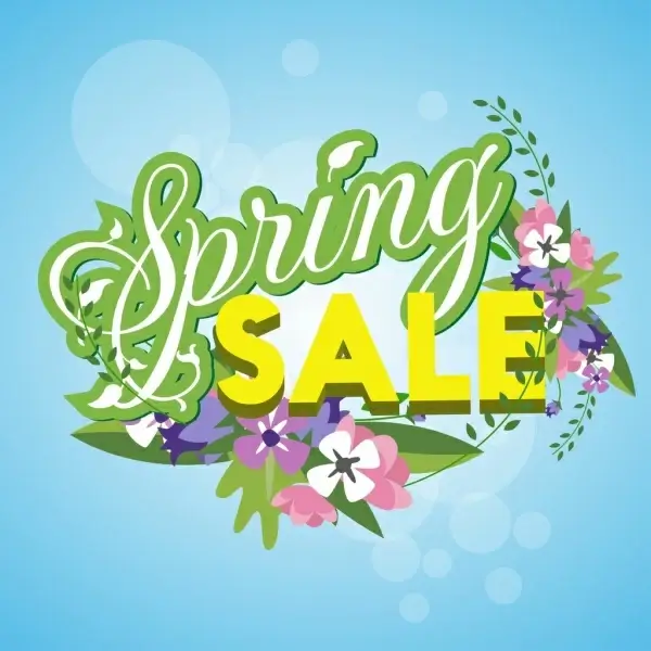 spring sale banner colorful bright flowers