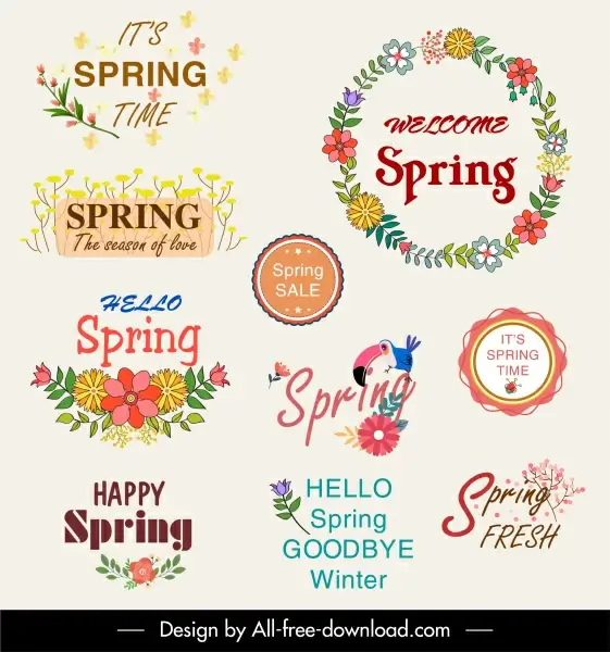 spring sale labels templates colorful elegant decor