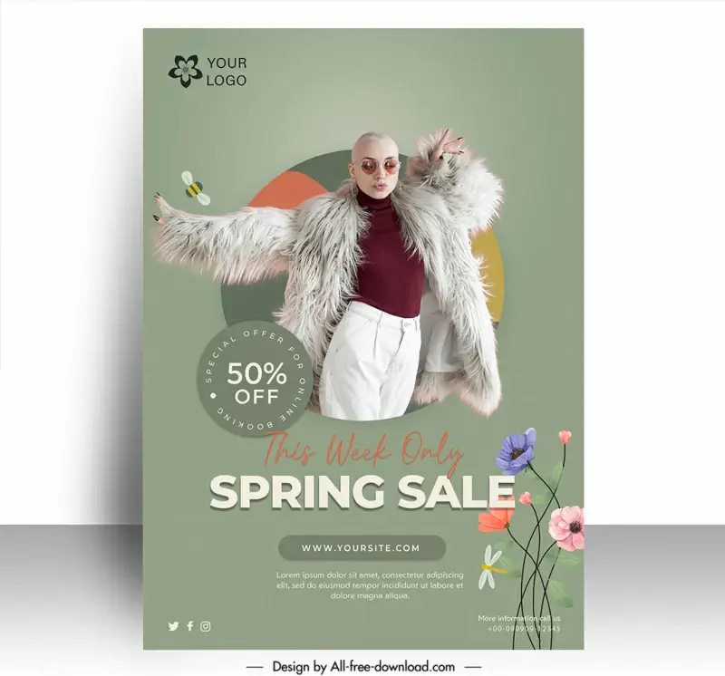 spring sale poster template dynamic realistic design 