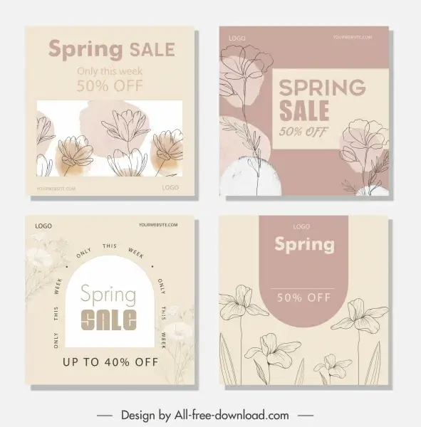 spring sale templates elegant classical handdrawn flora decor