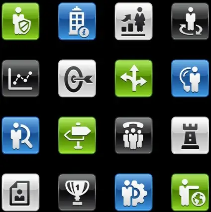 square business planning series icons vector