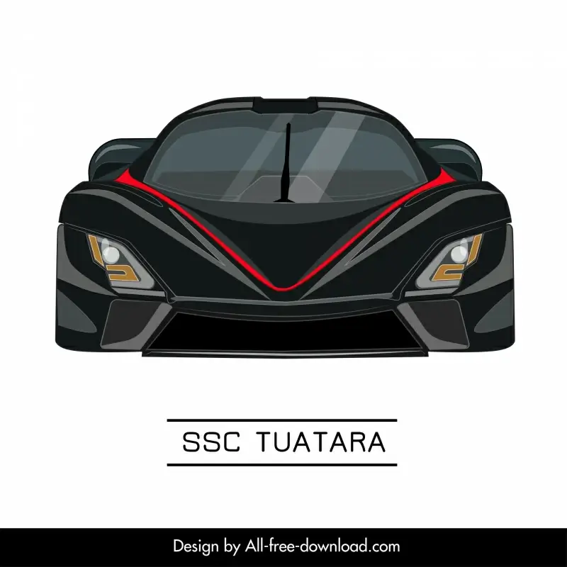 ssc tuatara car model advertising template front view sketch modern symmetric design 