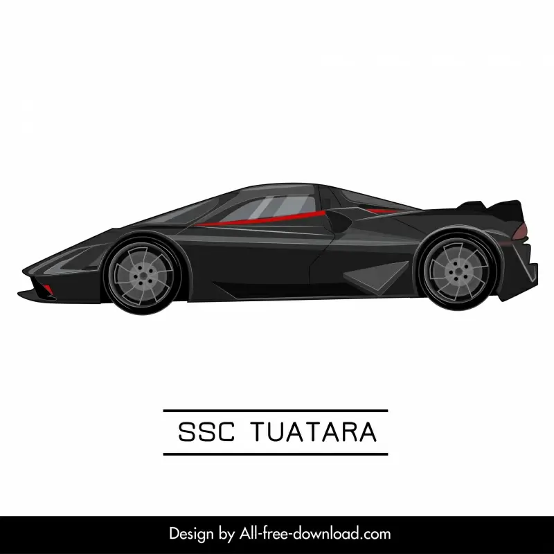 ssc tuatara car model icon flat modern side view sketch