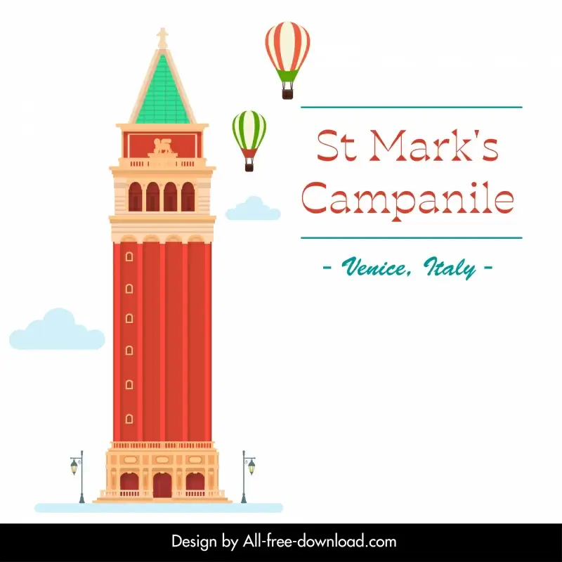 st marks campanile landmark advertising poster flat classic design