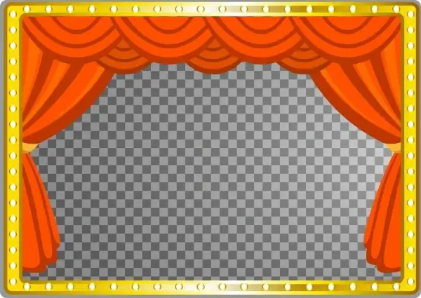 stage template red curtain neon frame flat design
