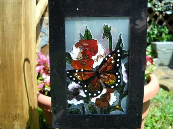 stained glass garden ornament