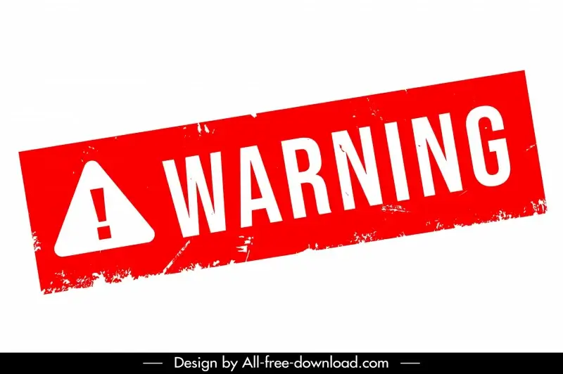 stamp warning sign template flat rectangular shape triangle exclamation mark
