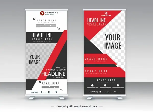 standee banner templates vertical roll shape colorful modern
