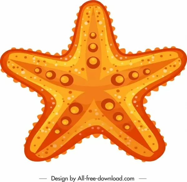starfish icon yellow flat sketch