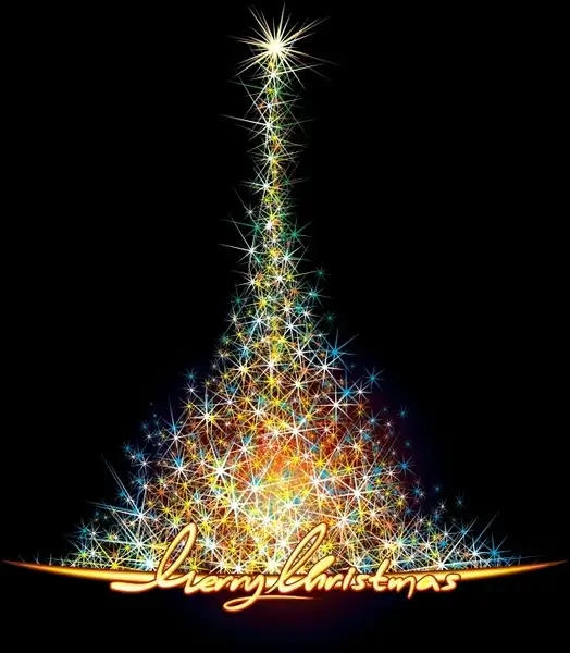 christmas banner twinkling light decor fir tree shapes