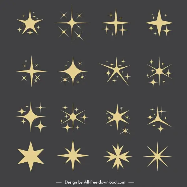 stars icons collection classic flat shapes sketch