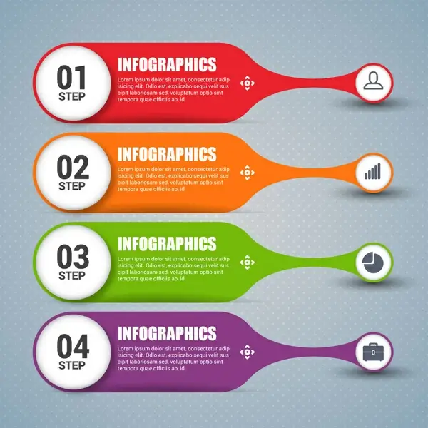 steps infographic design with colorful horizontal banner