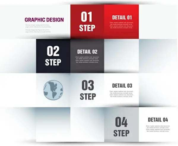 steps infographic diagram design with squares division