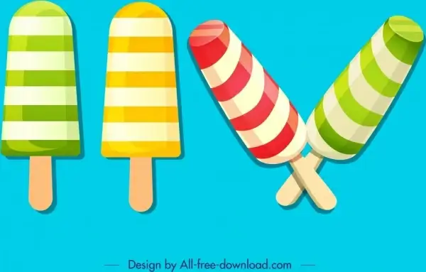 stick ice cream icons colorful modern stripes decor