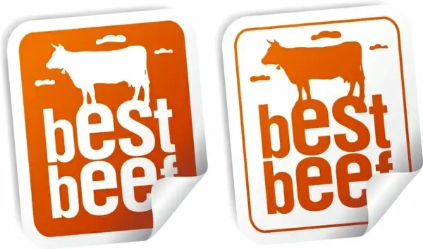 beef sticker templates flat silhouette decor cow icon