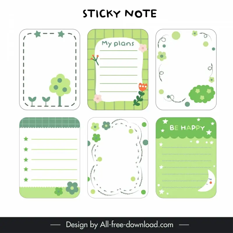 sticky note templates elegant flat classic