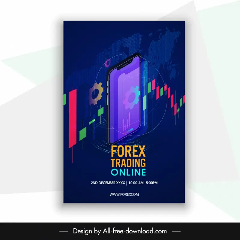 stock market trading poster smartphone chart elements decor