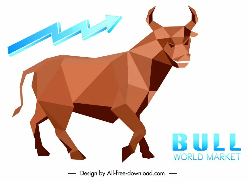 stock trading design elements buffalo low polygon arrow sketch