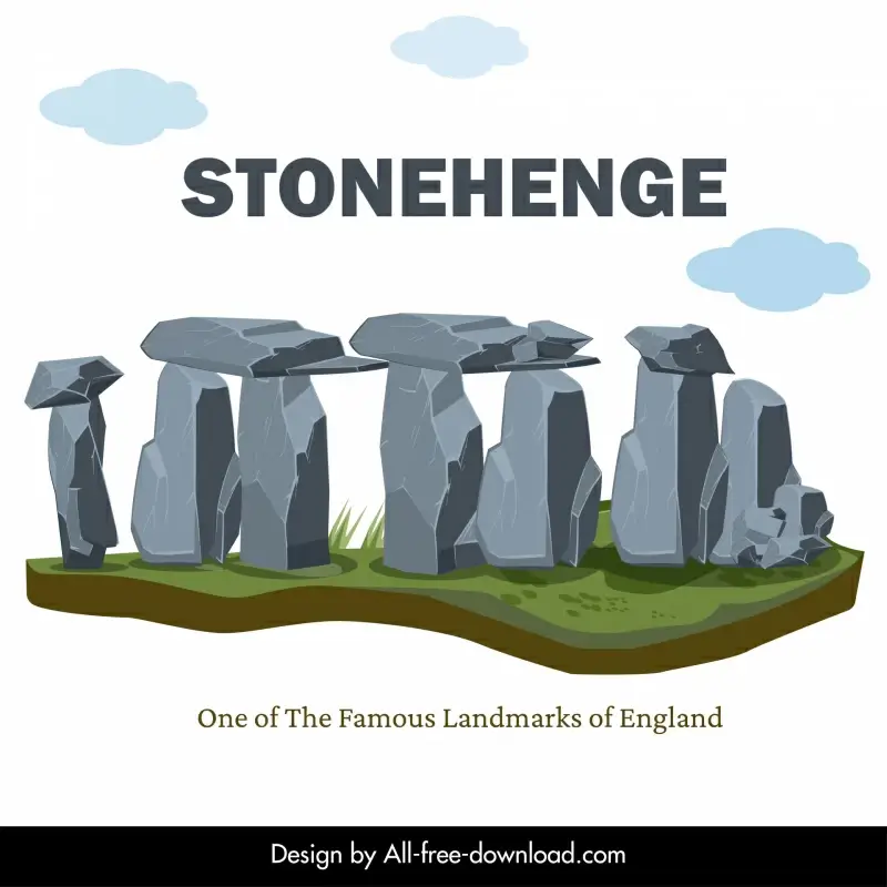 stonehenge landmark advertising poster flat classical design