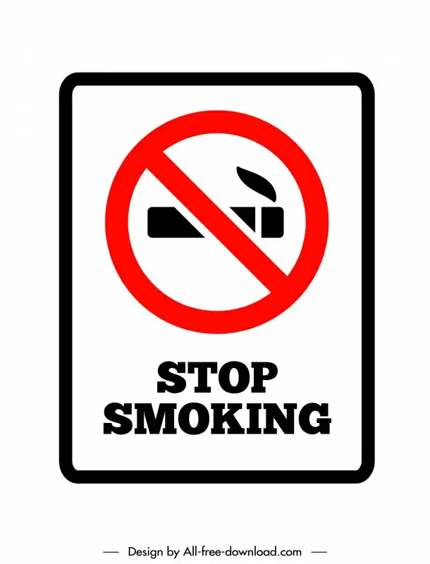 stop smoking banner template cigarette circle cross shape outline 