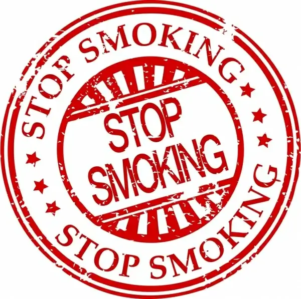stop smoking seal red flat retro circle design