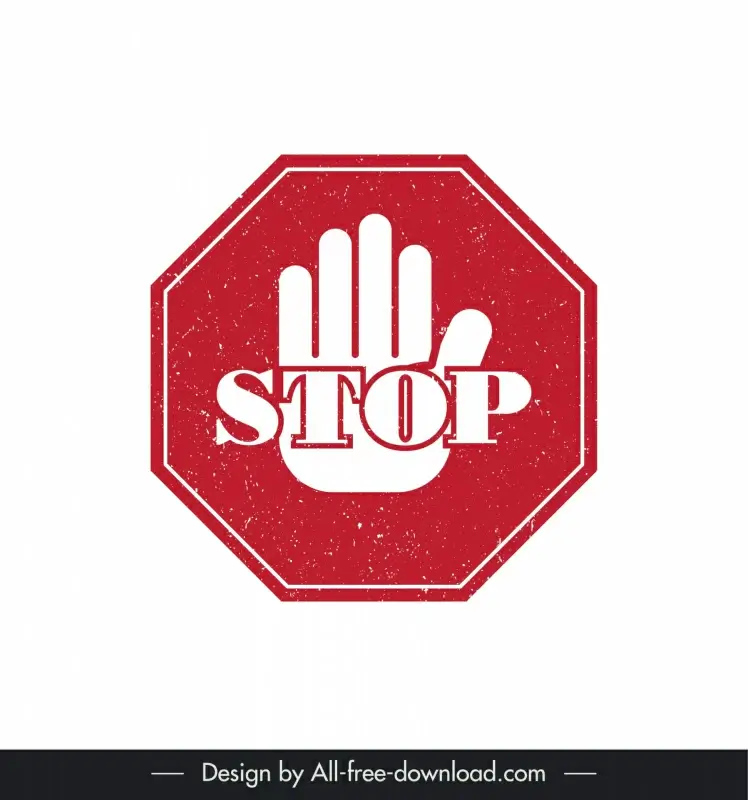 stop stamp template flat octagonal shape hand design