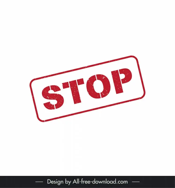 stop stamp template flat rectangle frame texts
