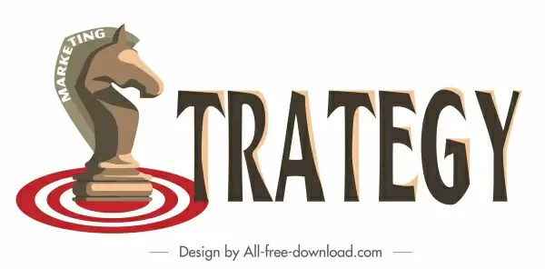 strategy concept background seahorse icon sketch texts decor