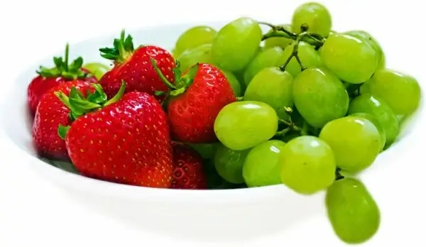 strawberries and green grapes 