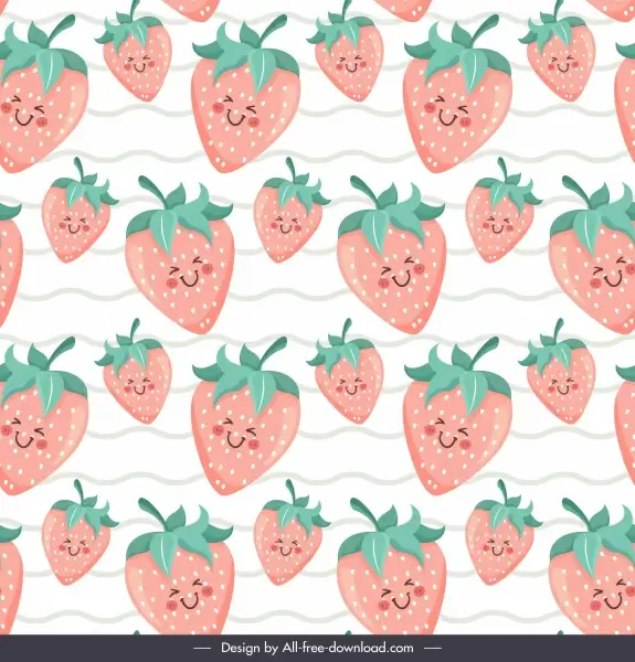 strawberries background cute stylized design