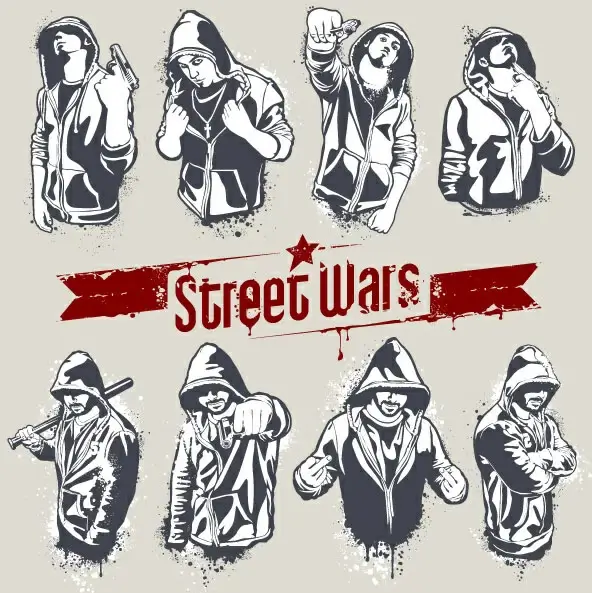 street wars vector silhouettes